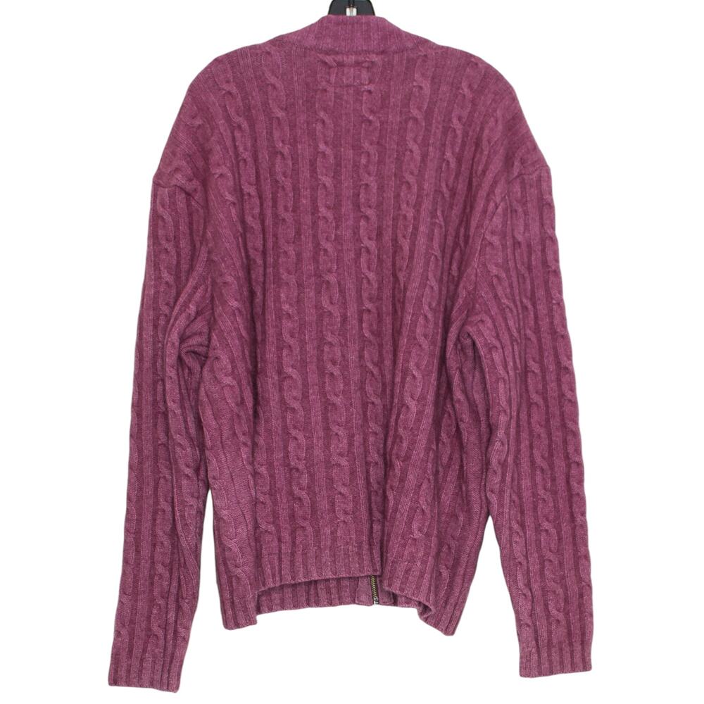 McDonald Cardigan Cable Knit Possum Fur Lambswool New Zealand Academia Zip XXL - Picture 2 of 8